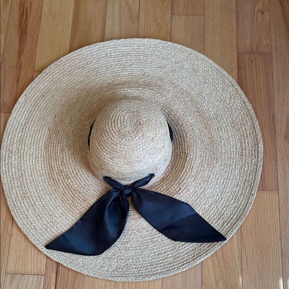 San Diego Hat Company Tan Wide Brim Hat with Black Bow - Picture 3 of 6